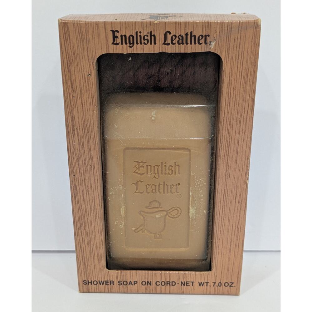 Vntg English Leather Shower Soap on a Rope 7 oz MEM Co. New Old Stock In Box MEM